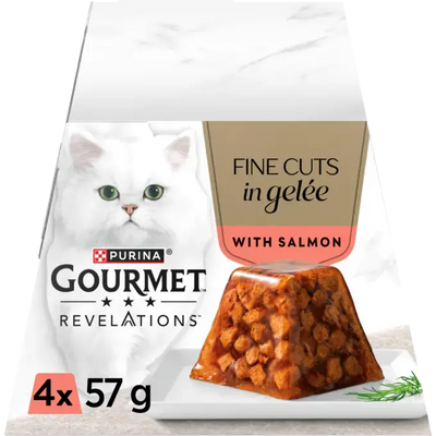 Gourmet Revelations Gelee Salmon Fine Cuts in Jelly Wet Cat Food 4x57g