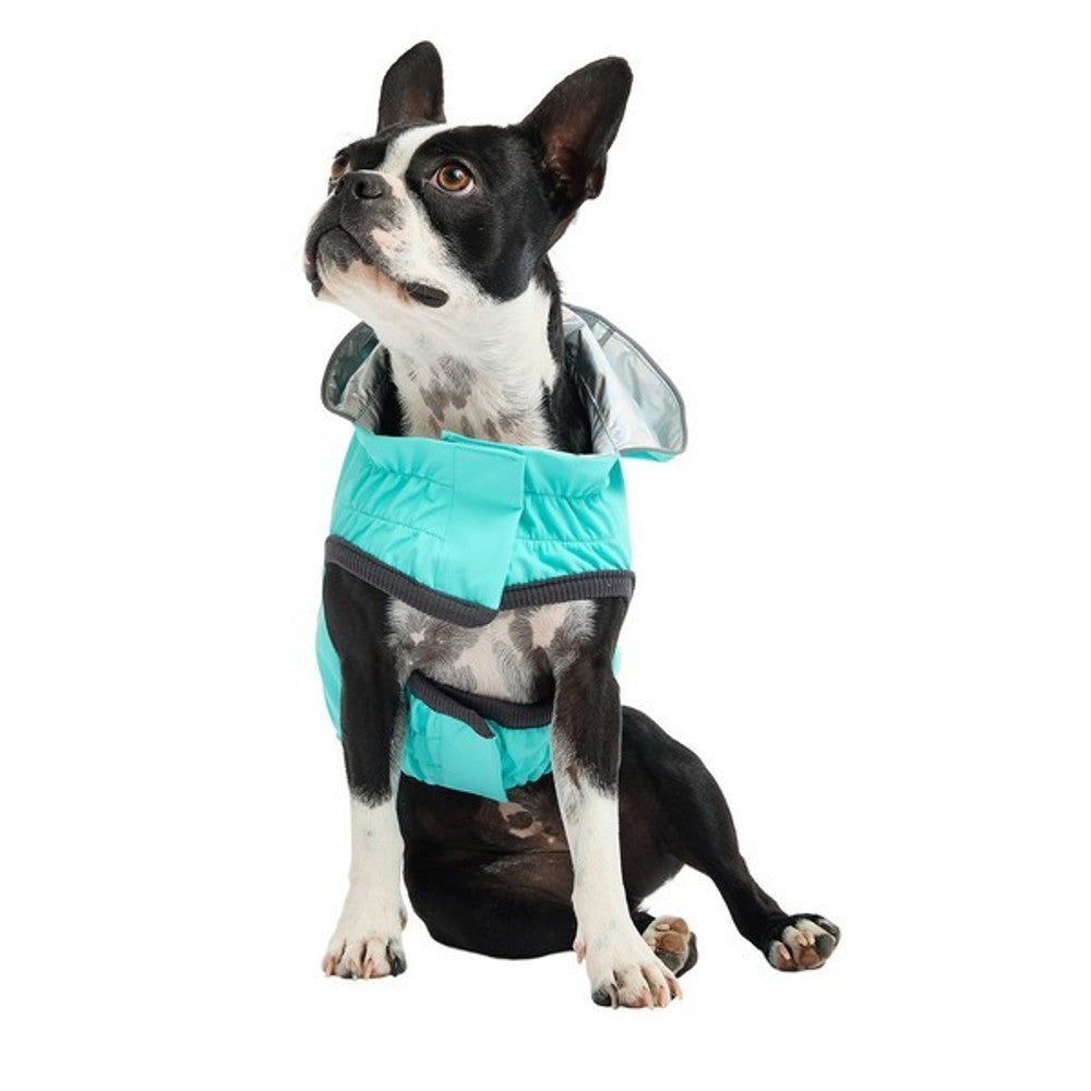 GF Pet Elasto-Fit Reversible Raincoat Neon Aqua Iridescent