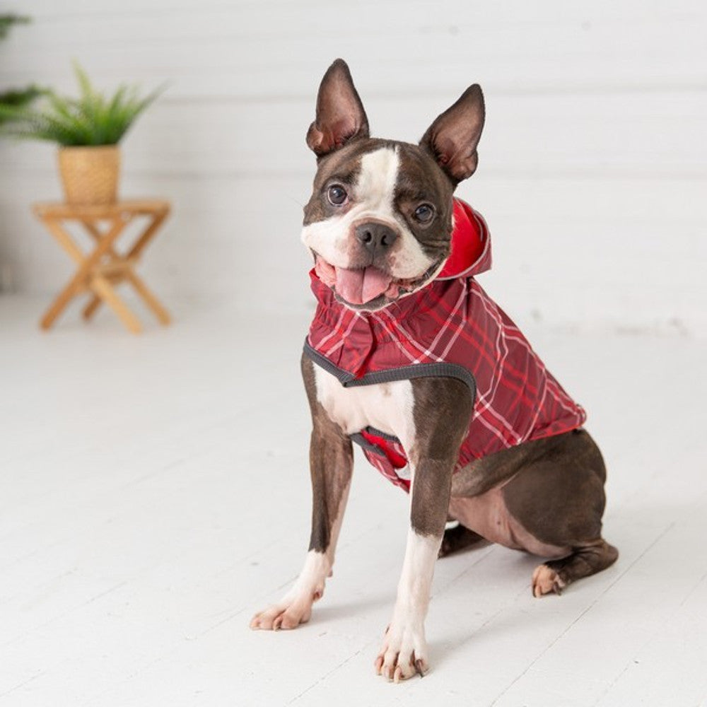 GF Pet Elasto-Fit Reversible Raincoat Red Plaid