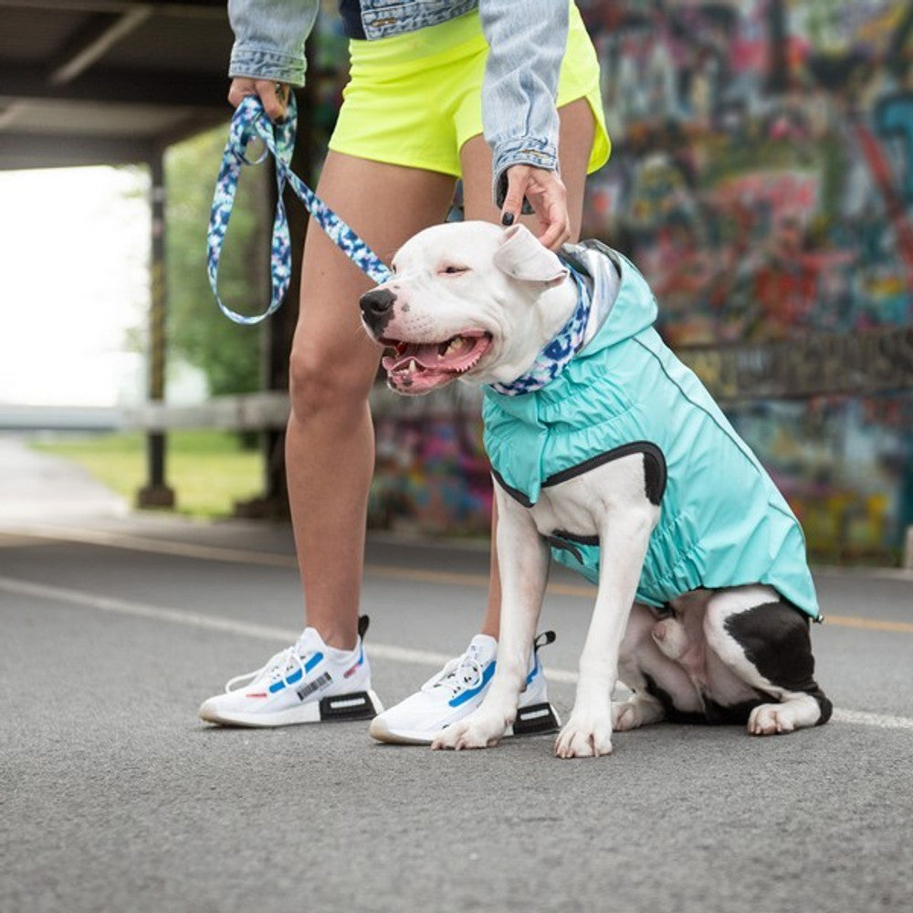 GF Pet Elasto-Fit Reversible Raincoat Neon Aqua Iridescent
