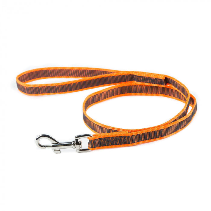 Julius-K9 Color & Grey Super-Grip Leash With Handle Thick Orange & Grey