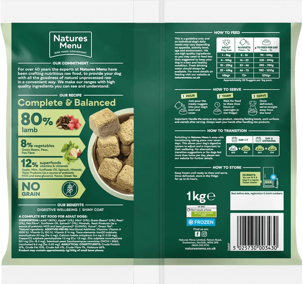 Natures Menu Country Hunter 80/20 British Lamb with Superfoods 1kg - Ormskirk Pets