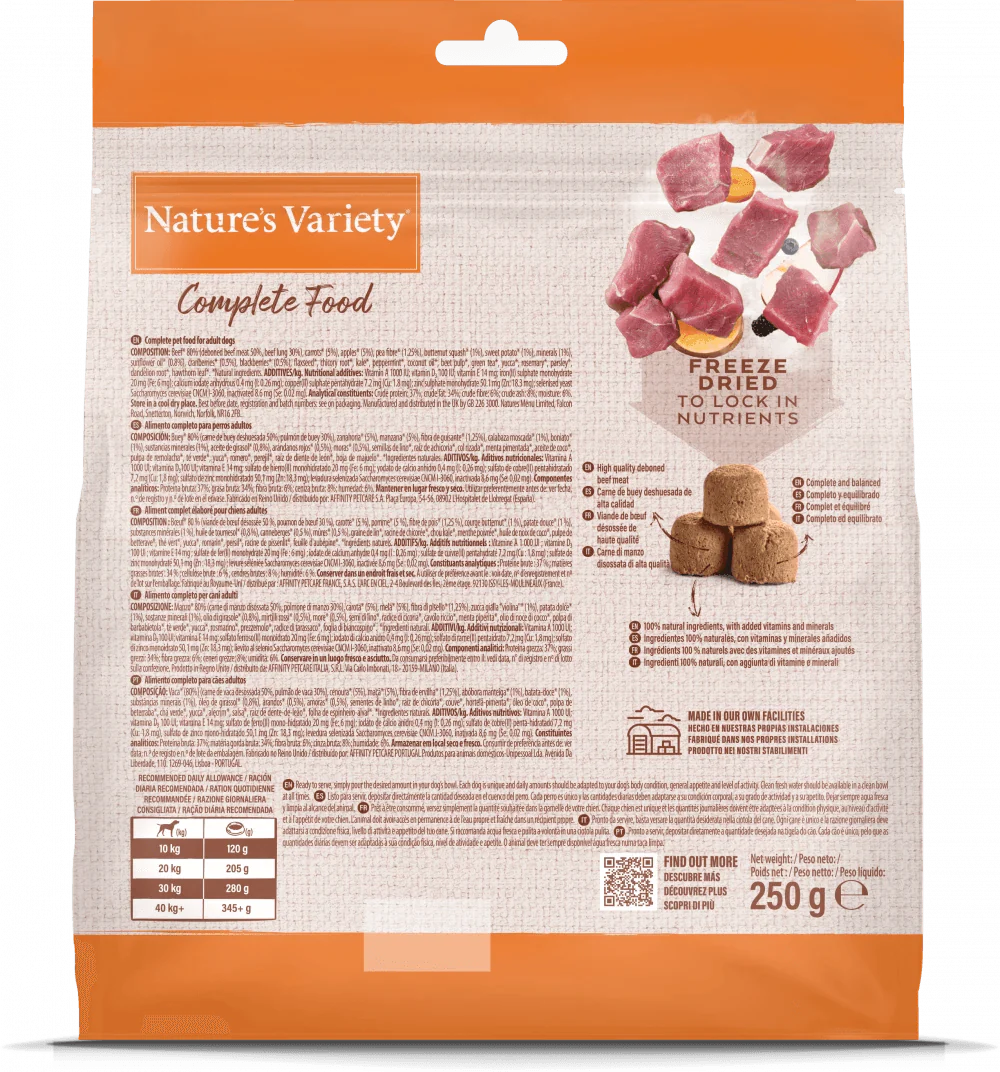 Natures Variety Beef Complete Freeze Dried 250g - Ormskirk Pets