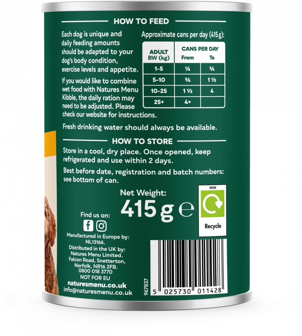 Natures Menu Cans Hearty Stews Chicken & Vegetables For Adult Dogs 12 x 415g