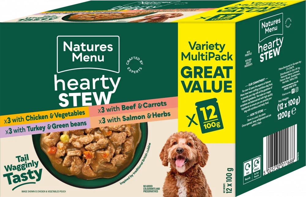 Natures Menu Hearty Stews Adult Dog Pouches Multipack - 12 x 100g
