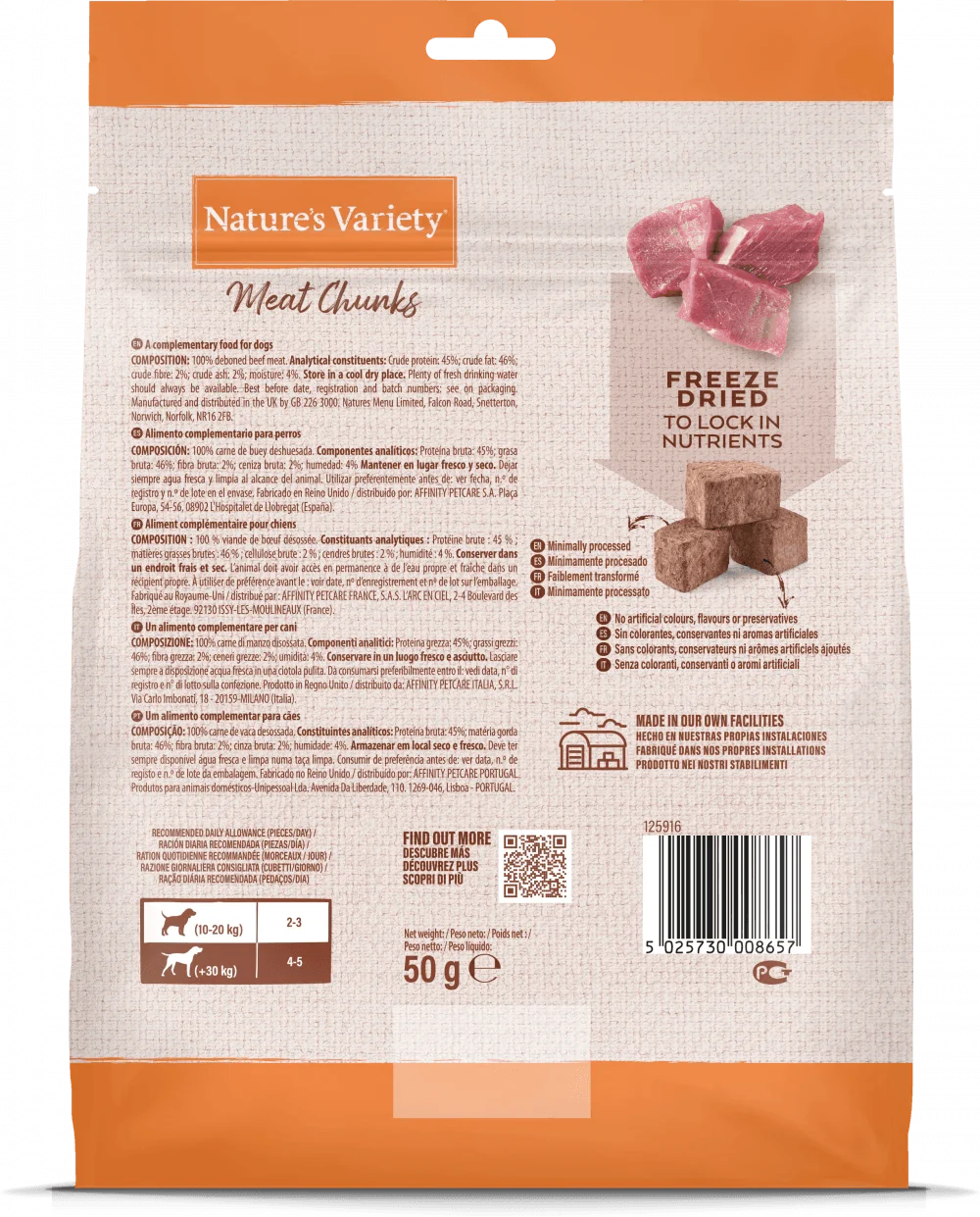 Natures Variety 100% Beef Chunks 50g - Ormskirk Pets