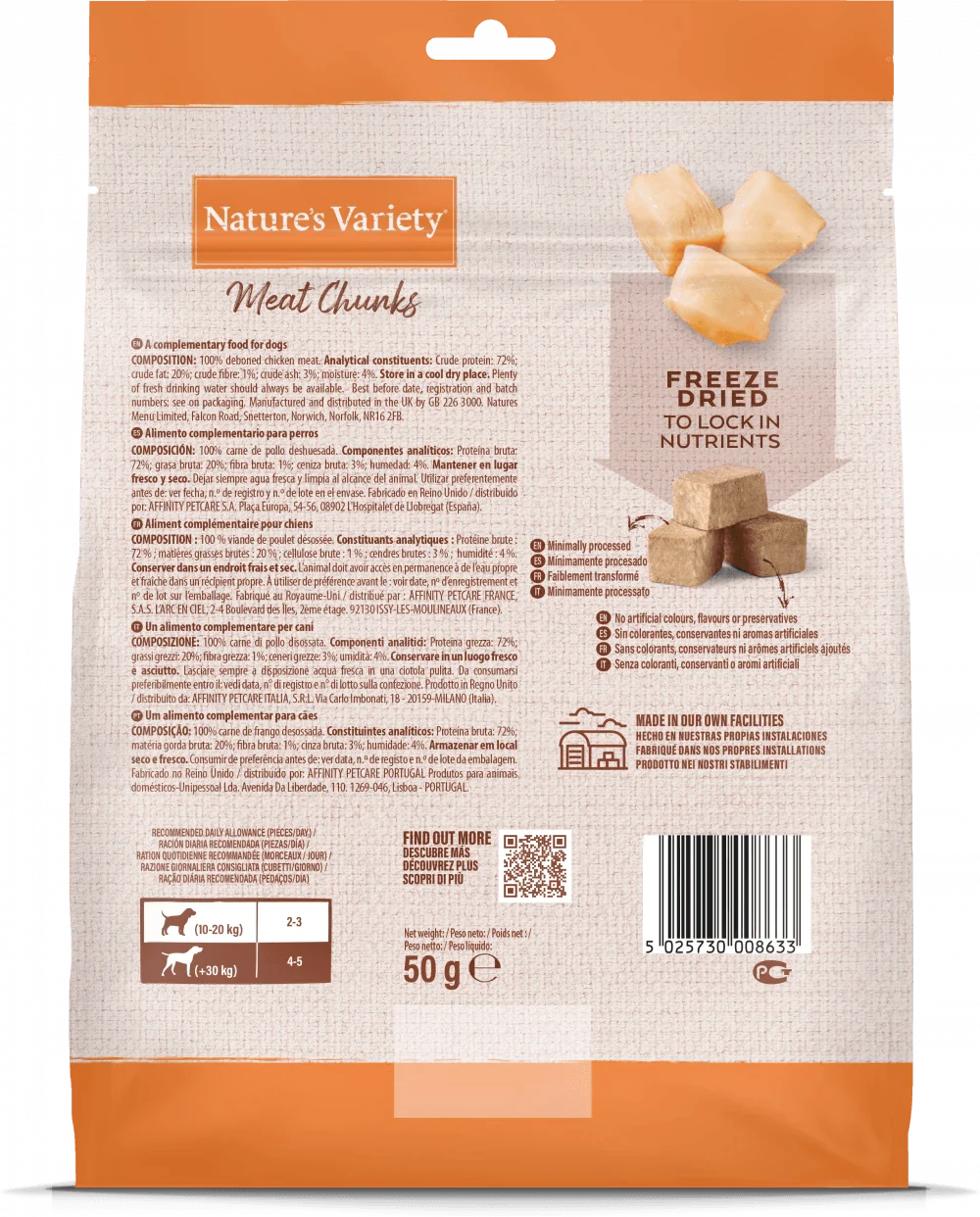 Natures Variety Freeze Dried 100% Chicken Chunks 50g - Ormskirk Pets