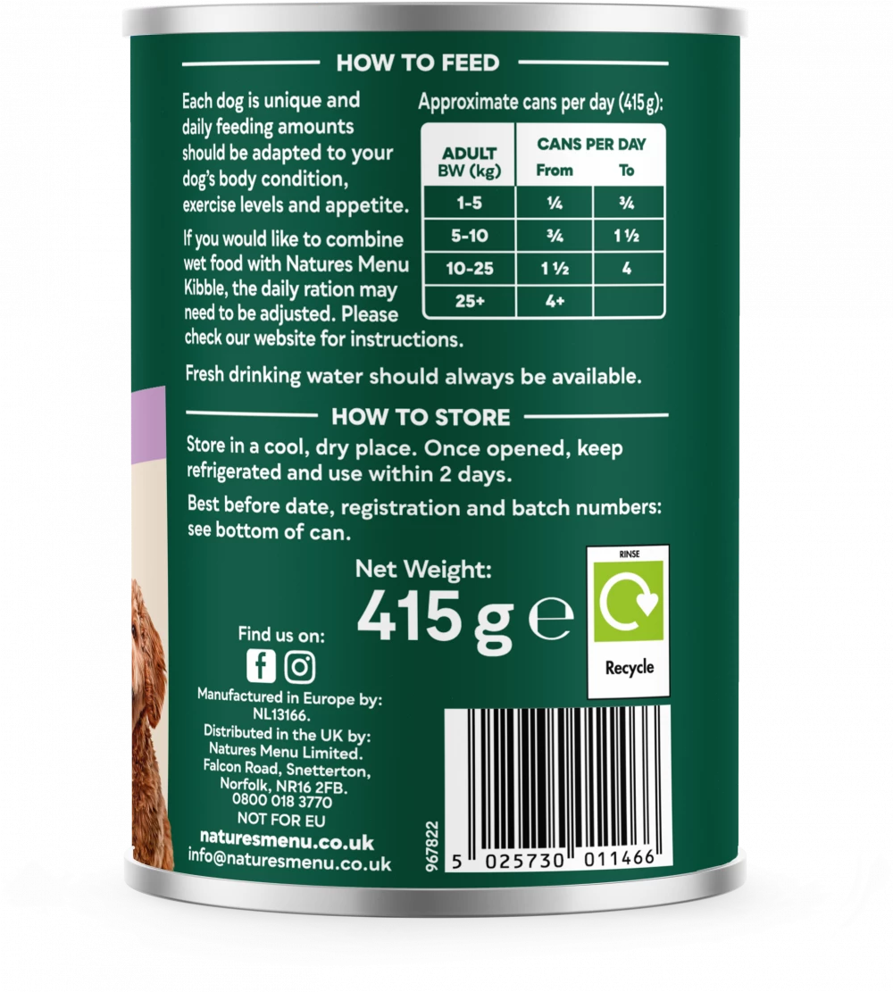 Natures Menu Cans Hearty Stews Turkey For Adult Dogs 12 x 415g