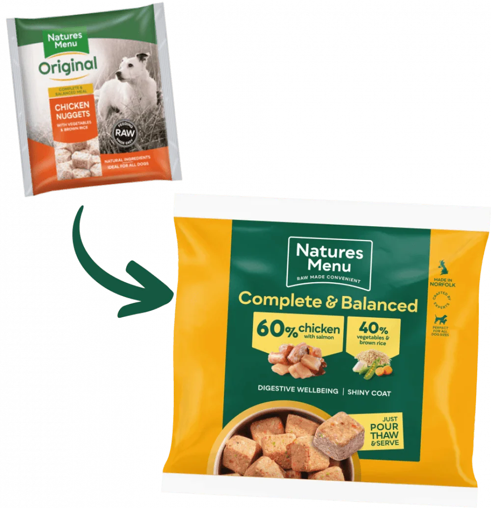 Natures Menu 60/40 Chicken Nuggets with Salmon, Vegetables and Brown Rice 1kg - Ormskirk Pets