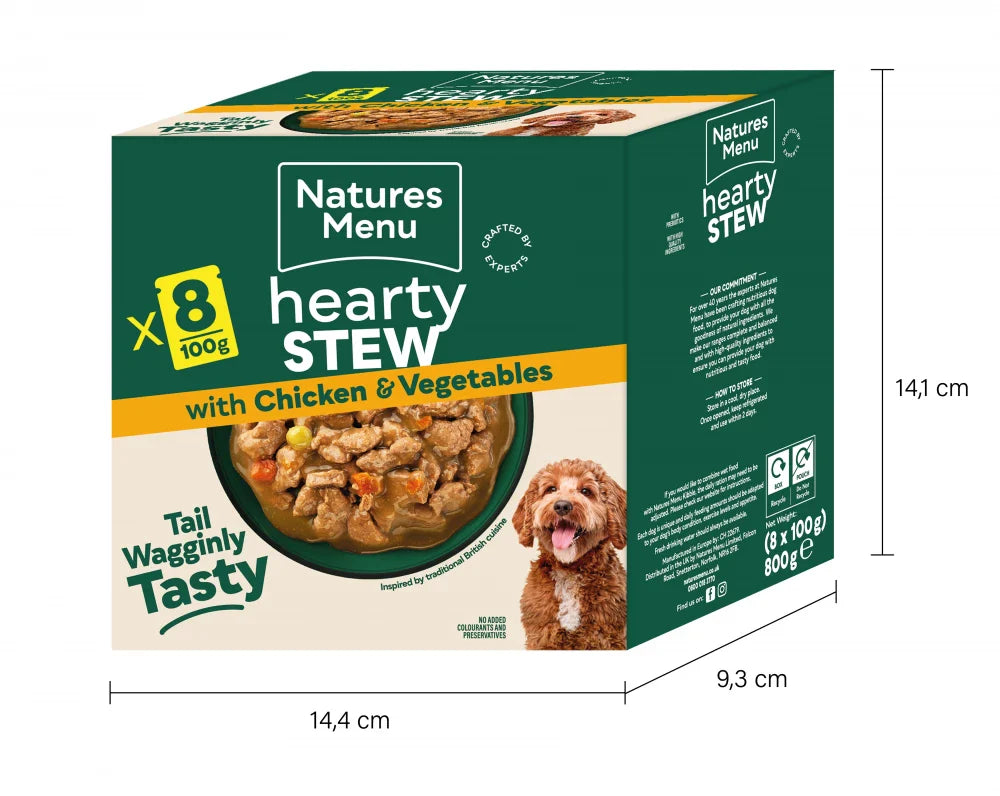 Natures Menu Dog Pouches Hearty Stews Chicken For Adult Dogs 8 x 100g