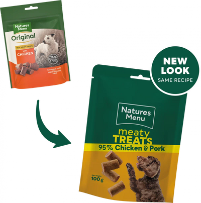 Natures Menu Treats For Adult Dogs Chicken And Pork Meaty Treats 100G