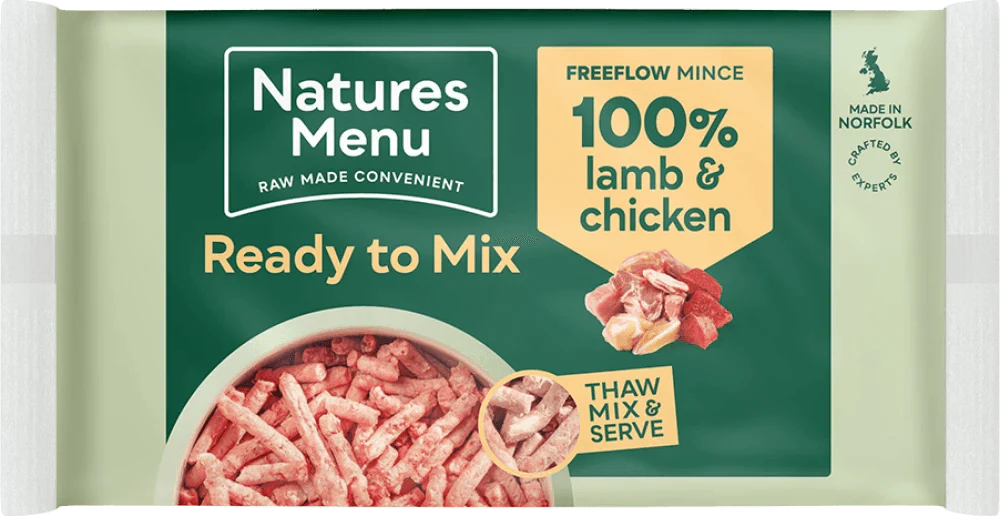Natures Menu 100% Lamb and Chicken Freeflow Mince for Adult Dogs 2kg - Ormskirk Pets