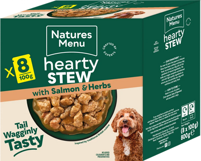 Natures Menu Dog Pouches Hearty Stews Salmon For Adult Dogs 8 x 100g