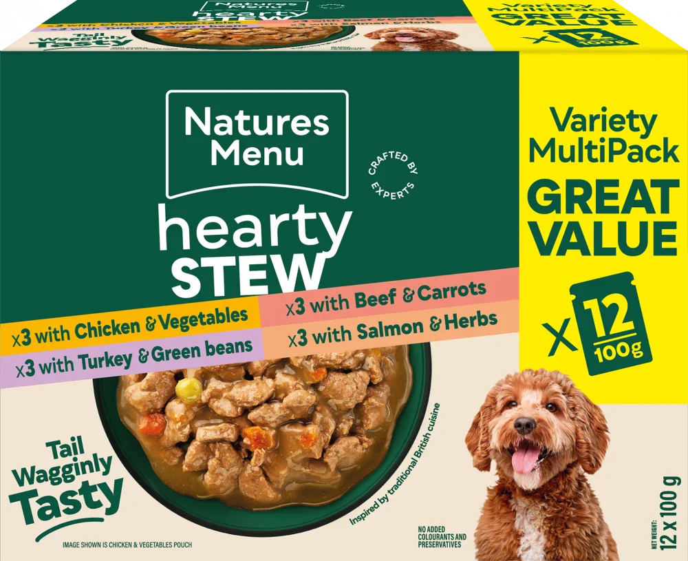 Natures Menu Hearty Stews Adult Dog Pouches Multipack - 12 x 100g