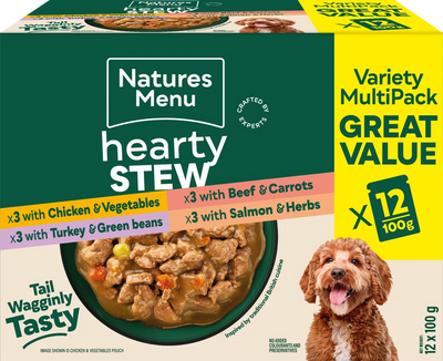 Natures Menu Hearty Stews Adult Dog Pouches Multipack - 12 x 100g