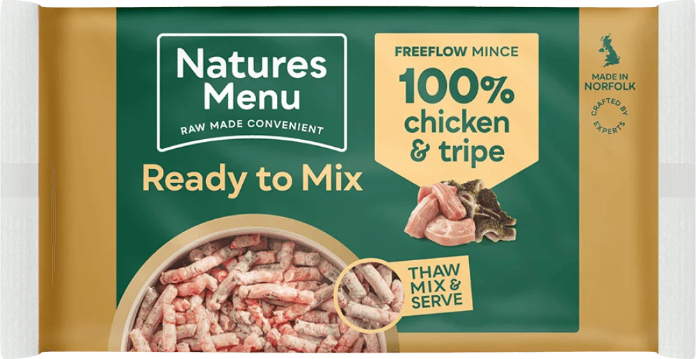 Natures Menu 100% Chicken and Tripe Freeflow Mince for Adult Dogs 2kg - Ormskirk Pets
