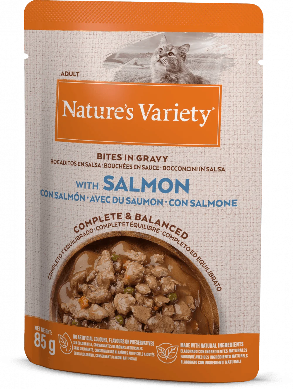 Natures Variety Salmon Bites in Gravy Cat Pate 85g x 22 pouches - Ormskirk Pets