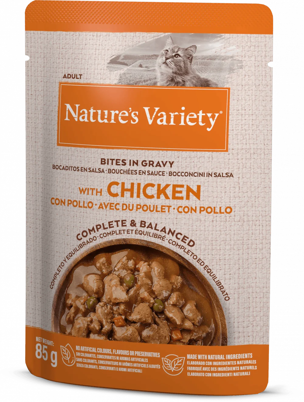 Natures Variety Chicken Bites in Gravy Cat Pate 85g x 22 pouches - Ormskirk Pets