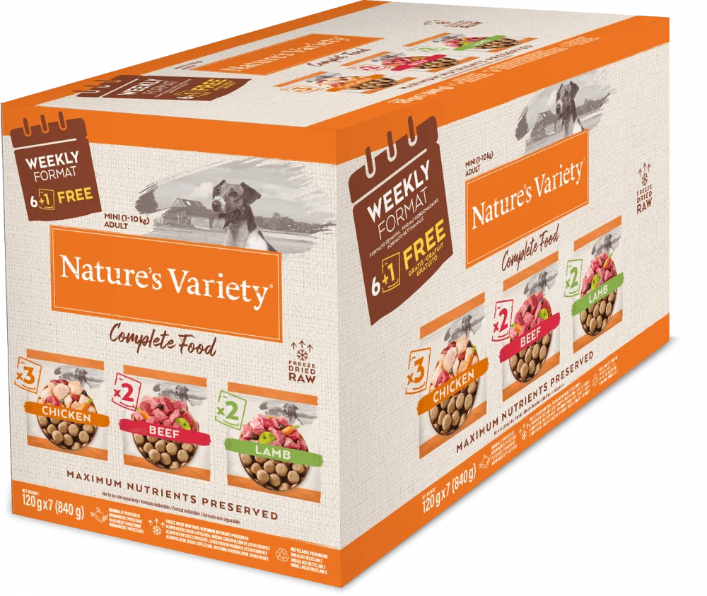 Natures Variety Complete Dry Freeze Dried Food Multipack 7 x 120g - Ormskirk Pets