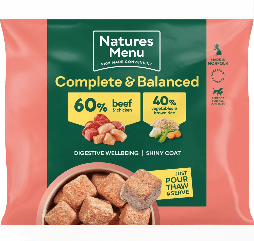 Natures Menu 60/40 Beef Nuggets with Chicken, Vegetables and Brown Rice 1kg - Ormskirk Pets