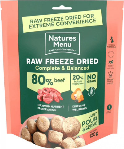 Natures Menu 80/20 Beef Freeze Dried 120g - Ormskirk Pets
