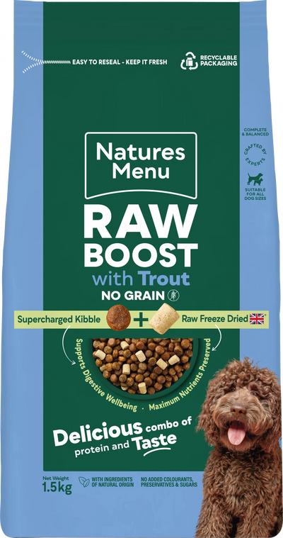 Natures Menu Raw Boost Grain Free With Trout For Adult Dogs