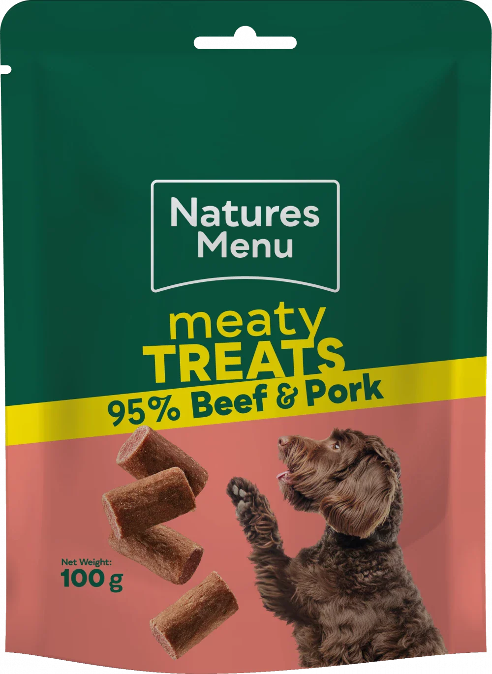Natures Menu Treats For Adult Dogs Beef And Pork Meaty Treats 100G