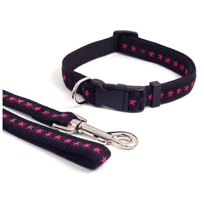 Wag 'n' Walk Fashion Collars Black/Hot Pink Star