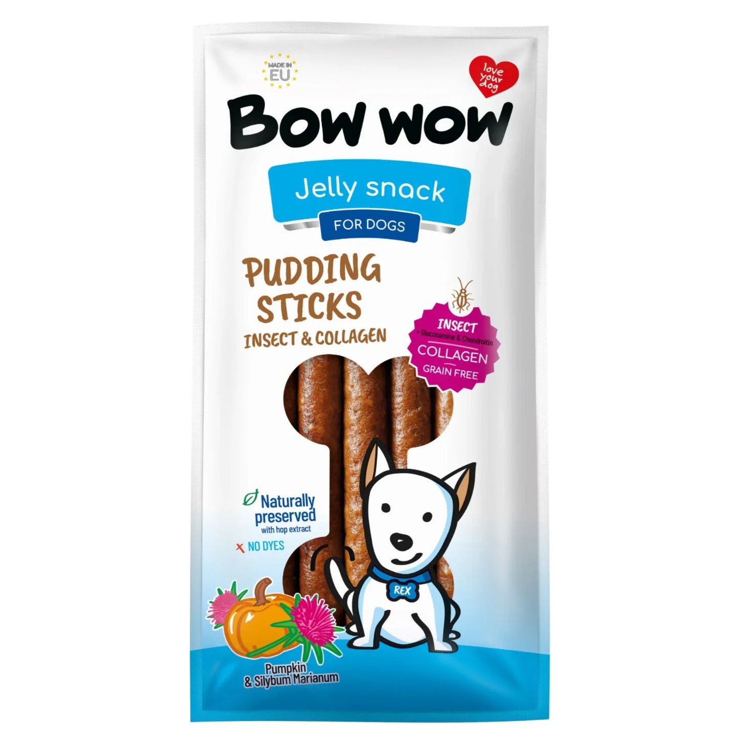 Bow Wow Pudding Sticks Insect & Collagen Bacon Flavour x 6
