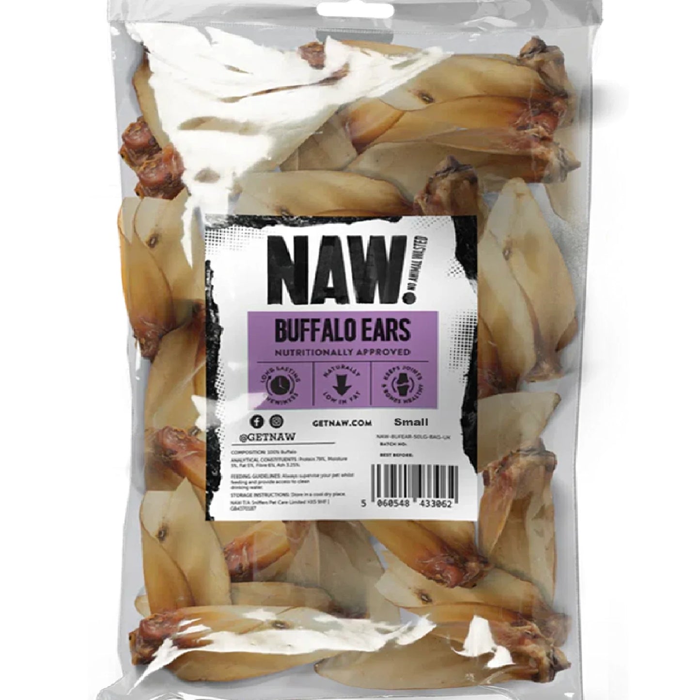 NAW Buffalo Small Ears with Meat Lug – 60 Pieces